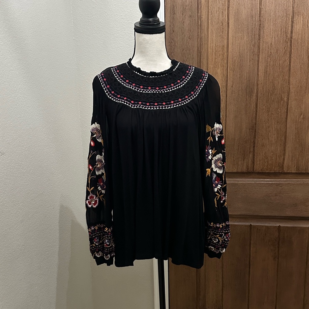 Anthropologie Louise Embroidered Top EUC